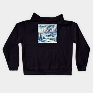 Winter River Winter Landscape Kids Hoodie